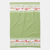 グリーンウォーター色ワイルドフラワーキッチンタオル キッチンタオル (縦)