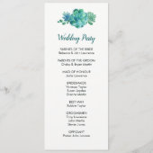 グリーンウォーター色多肉性結婚式 プログラム (裏面)