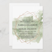 グリーンウォーター色婚約パーティ招待状 招待状 (正面/裏面)
