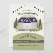 グリーンウォーター色引っ越し祝いパーティーパーティの招待状 招待状 (正面)