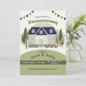 グリーンウォーター色引っ越し祝いパーティーパーティの招待状 招待状 (スタンド正面)