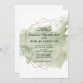 グリーンウォーター色洗浄結婚式招待状 招待状 (正面/裏面)