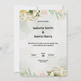 グリーンウォーター色結婚式招待状ポートレート 招待状