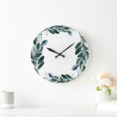 グリーンウォーター色葉緑植物学素朴 ラージ壁時計 (ホーム)