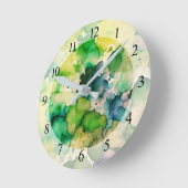 グリーンウォーター色融合 ラウンド壁時計 (傾斜)