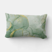 グリーンウォーター色金ゴールドグリッター抽象芸術ランバーピル ランバークッション (裏面)