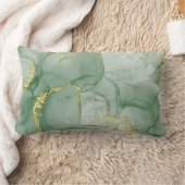 グリーンウォーター色金ゴールドグリッター抽象芸術ランバーピル ランバークッション (ブランケット)