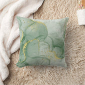 グリーンウォーター色金ゴールドグリッター抽象芸術 クッション (ブランケット)