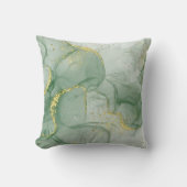 グリーンウォーター色金ゴールドグリッター抽象芸術 クッション (正面)