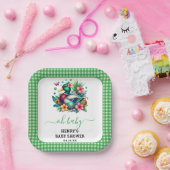 グリーンウォーター色1ラッキーダックボーイ1st誕生日 ペーパープレート (パーティー)