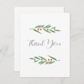 グリーンウォーター葉カラーとベリー サンキューカード (正面/裏面)
