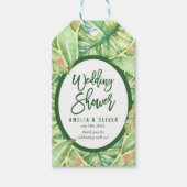グリーンウォーター葉カラートロピカルウェディングシャワー ギフトタグ (正面)
