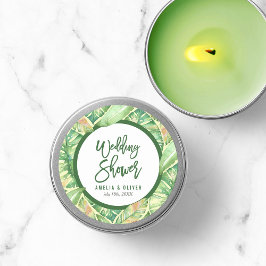 グリーンウォーター葉カラートロピカルウェディングシャワー ラウンドシール