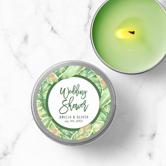 グリーンウォーター葉カラートロピカルウェディングシャワー ラウンドシール