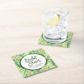 グリーンウォーター葉カラートロピカルブライダルシャワー スクエアペーパーコースター (インサイチュ)
