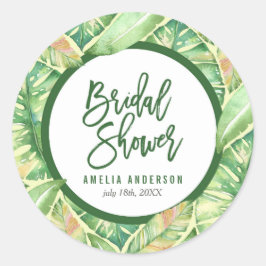グリーンウォーター葉カラートロピカルブライダルシャワー ラウンドシール