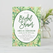 グリーンウォーター葉カラートロピカルブライダルシャワー 招待状 (スタンド正面)