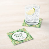 グリーンウォーター葉カラーパーティー スクエアペーパーコースター (インサイチュ)