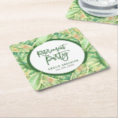 グリーンウォーター葉カラーパーティー スクエアペーパーコースター (アングル)