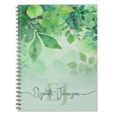 グリーンウォーター葉カラー自然モノグラム ノートブック (正面)