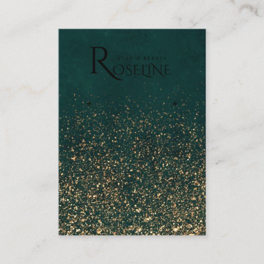 グリーンウォーター金ゴールドグリッターイヤリングディスプレイ 名刺 (正面)