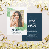 グリーンウォーター金ゴールド写真大学院卒業パーティー 招待状