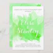 グリーンウォーター離れカラーと結婚婚約パーティ 招待状 (正面/裏面)