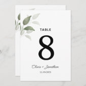 グリーンウォーター離れカラー結婚のテーブル座席表 (正面/裏面)
