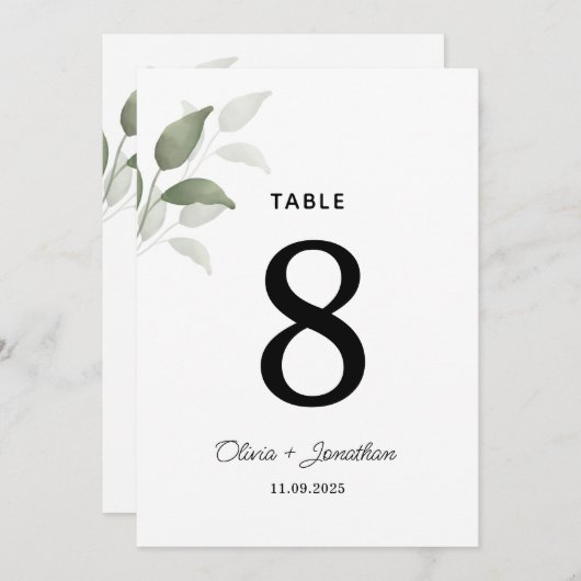 グリーンウォーター離れカラー結婚のテーブル座席表 (正面/裏面)