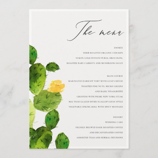 グリーンウォーター・カラー砂漠サボテン花メニュー メニュー (正面)