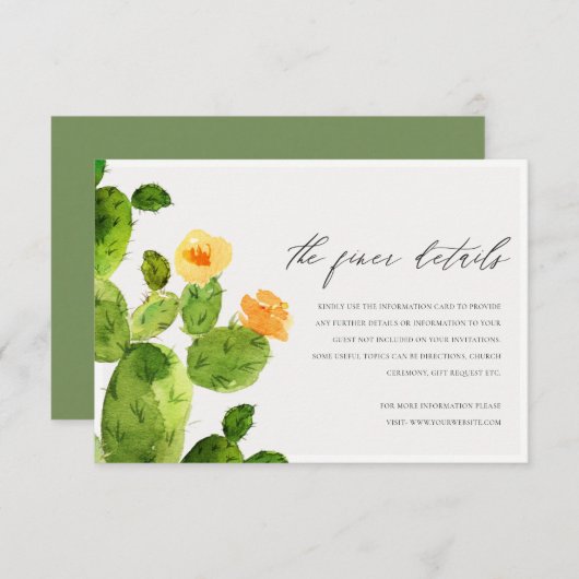 グリーンウォーター・カラー砂漠サボテン花情報 招待状 (正面/裏面)