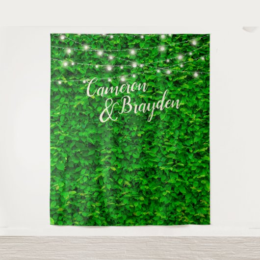 グリーンウォール きらきらライト ウェディングパーティー 背景 タペストリー (正面)