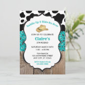 グリーンウッドカウプリントロデオワイルドウエスト誕生日 招待状 (スタンド正面)