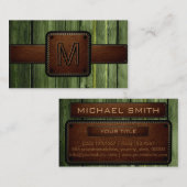 グリーンウッドブラウンレザールックモノグラム 名刺 (正面/裏面)