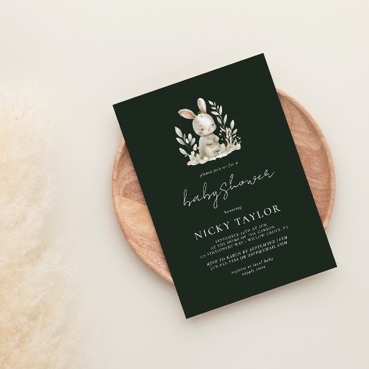 グリーンウッドランドかわいい動物の赤ちゃんシャワー 招待状