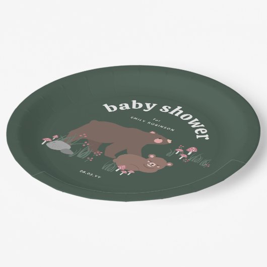 グリーンウッドランドの赤ちゃんシャワーを待つことができる ペーパープレート (アングル)
