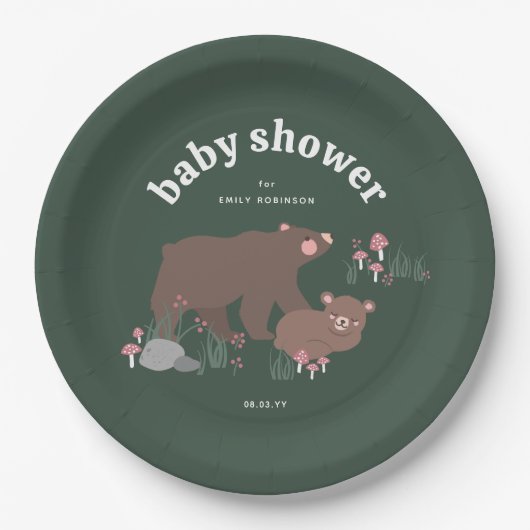 グリーンウッドランドの赤ちゃんシャワーを待つことができる ペーパープレート (正面)