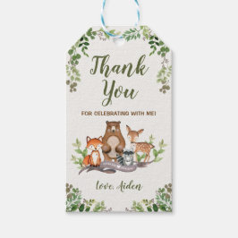 グリーンウッドランドアニマルズベビーシャワー誕生日 ギフトタグ