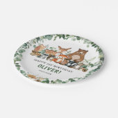 グリーンウッドランドアニマルズベビーシャワー誕生日 ペーパープレート (アングル)