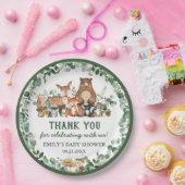 グリーンウッドランドアニマルズベビーシャワー誕生日 ペーパープレート (パーティー)