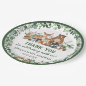 グリーンウッドランドアニマルズベビーシャワー誕生日 ペーパープレート (アングル)