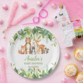 グリーンウッドランドアニマルズベビーシャワー誕生日 ペーパープレート (パーティー)