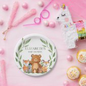 グリーンウッドランドアニマルズベビーシャワー誕生日 ペーパープレート (パーティー)
