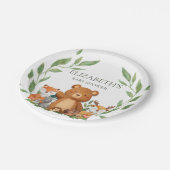 グリーンウッドランドアニマルズベビーシャワー誕生日 ペーパープレート (アングル)