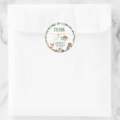 グリーンウッドランドアニマルズベビーシャワー誕生日 ラウンドシール (バッグ)