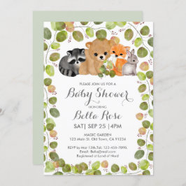 グリーンウッドランドアニマルベビーシャワー招待状 招待状