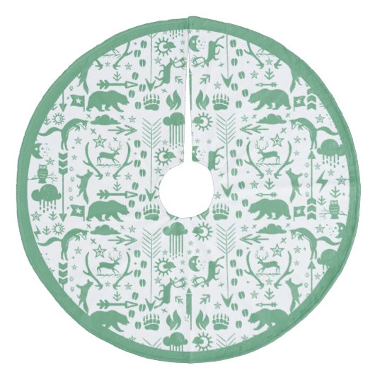 グリーンウッドランドキツネディアベアメリークリスマス フリース ツリースカート (正面)