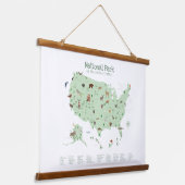 グリーンウッドランドナショナルパークマップ子供部屋デコール 吊り下げ型タペストリー (傾斜あり)