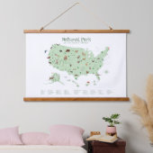 グリーンウッドランドナショナルパークマップ子供部屋デコール 吊り下げ型タペストリー (寝室)