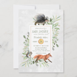 グリーンウッドランドフォレストベビーシャワー招待状
